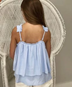Hayden Of Los Angeles GIRLS Pleated Strap Tank Top In Blue