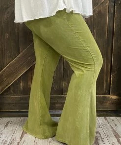 Fashiongo: Chatoyant BOTTOMS Washed Bell Bottom Flare Pants In Grass