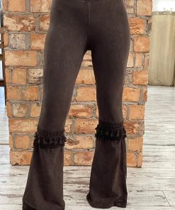 Fashiongo: Chatoyant Washed Bell Bottom Flare Pants In Brown