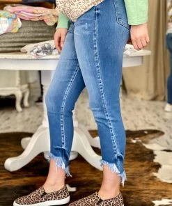 Kancan High Rise Frayed Hem Ankle Skinny Jeans BOTTOMS