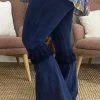 Fashiongo: Chatoyant BOTTOMS Fringed Crochet Washed Bell Bottom Flare Pants In Blue