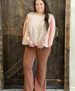 Easel Mixed Print Bubble Sleeve Tunic Top