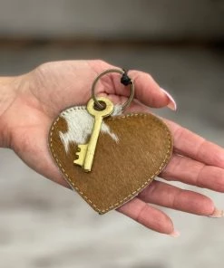 Myra Bag Hairon Heart Key Fob In Tan BAGS + BACKPACKS