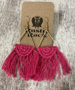 Golden Stella Triangle Tassel Earrings In Pink ACCESSORIES