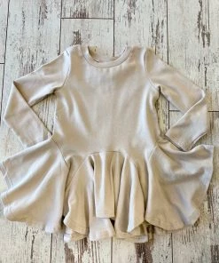 Ml Kids GIRLS Asymmetrical Hem Ruffle Tunic Top In Taupe