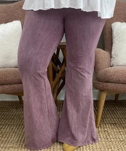 Fashiongo: Chatoyant Washed Bell Bottom Flare Pants In Mauve BOTTOMS