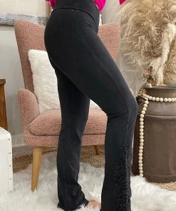 Fashiongo: Chatoyant BOTTOMS Washed Slim Bootcut Pants In Black