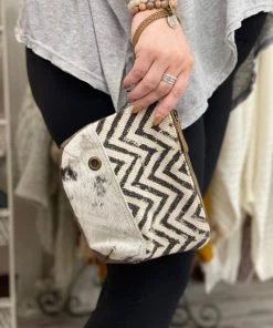 Myra Bag ACCESSORIES Chevron Rug & Hairon Wristlet Pouch