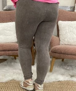 Fashiongo: Chatoyant Washed Leggings In Taupe BOTTOMS