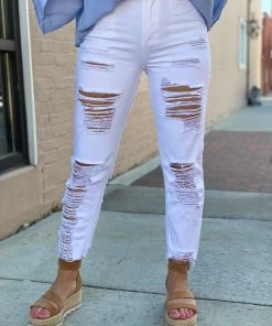 The Rustic Rack Boutique Sales 25 Cello BOTTOMS Extreme Distressed White Skinny Jeans