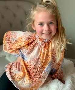 Oddi Printed High Neck Bubble Sleeve Top