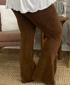 Fashiongo: Chatoyant BOTTOMS Washed Bell Bottom Flare Pants In Chocolate