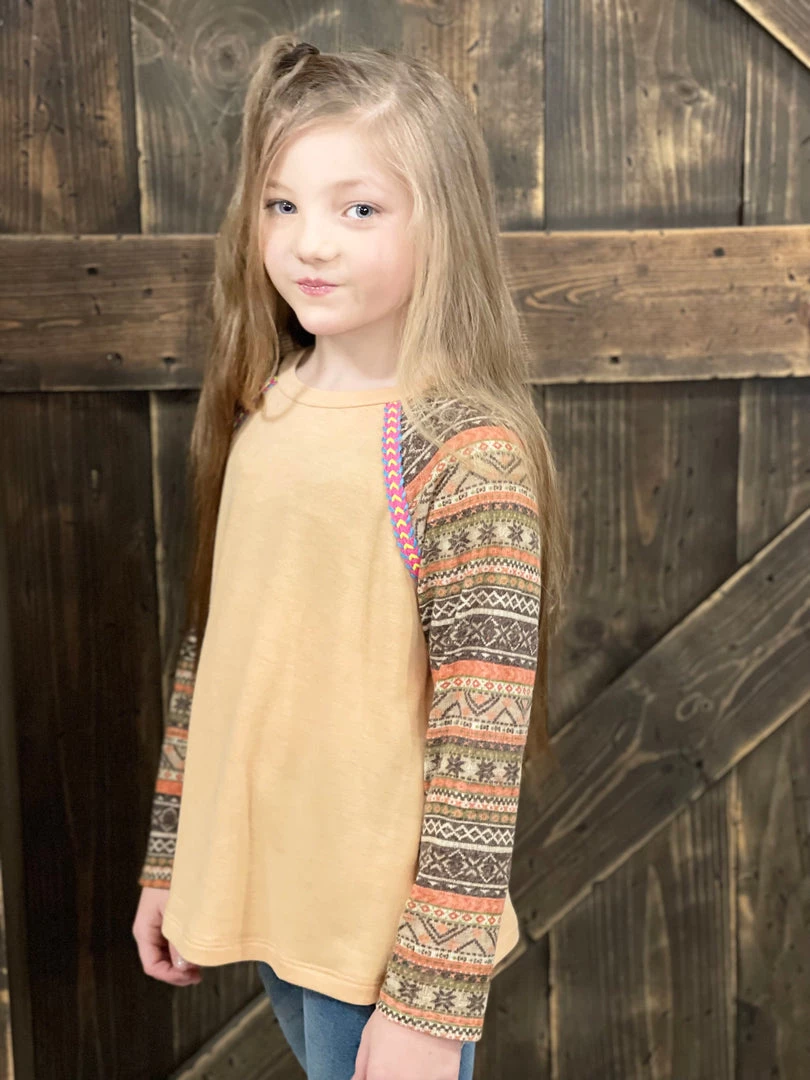 Oddi Color Block Tribal Sleeve Top GIRLS 1 Oddi Color Block Tribal Sleeve Top GIRLS