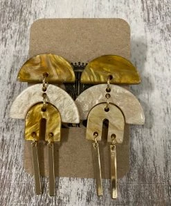 Golden Stella Acrylic Arch Dangle Earrings In Natural