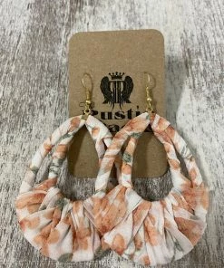 Golden Stella Fabric Wrapped Teardrop Earrings In Orange ACCESSORIES