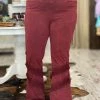 Fashiongo: Chatoyant Washed Bell Bottom Flare With Fringe In Wine BOTTOMS