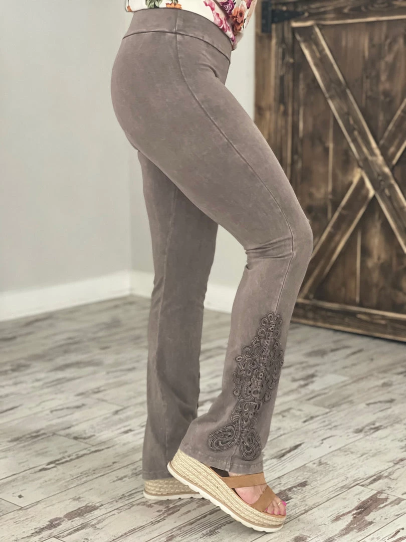 Fashiongo: Chatoyant Washed Slim Bootcut Pants In Desert Taupe 1 Fashiongo: Chatoyant Washed Slim Bootcut Pants In Desert Taupe