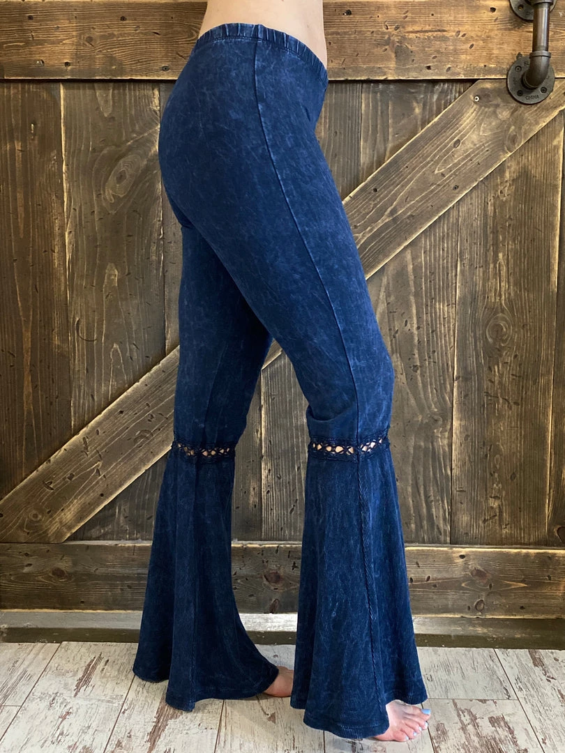 Fashiongo: Chatoyant Washed Waffle Bell Bottom Flare Pants In Dark Denim 1 Fashiongo: Chatoyant Washed Waffle Bell Bottom Flare Pants In Dark Denim