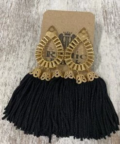 Golden Stella ACCESSORIES Tassel Teardrop Earrings In Black