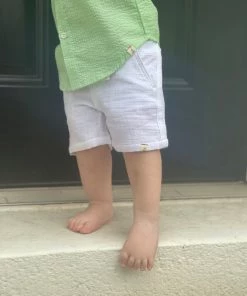 Me & Henry Gauze Drawstring Shorts In White
