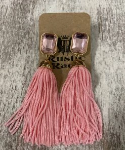Golden Stella Octagon Jewel Tassel Earrings In Pink ACCESSORIES
