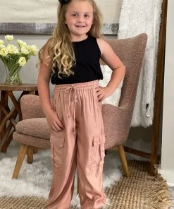 Angie Cargo Drawstring Jogger Pants In Rose