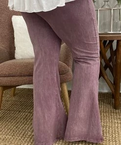 Fashiongo: Chatoyant Washed Bell Bottom Flare Pants In Mauve BOTTOMS