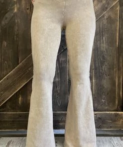 Fashiongo: Chatoyant Washed Bell Bottom Flare Pants With Pockets In Tan BOTTOMS