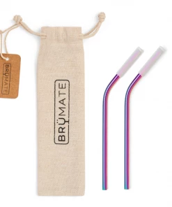 GIFTS BruMate Stainless Steel Reusable Wine Straws - Rainbow Titanium