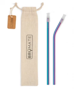 GIFTS BruMate Stainless Steel Reusable Imperial Pint Straws - Rainbow Titanium
