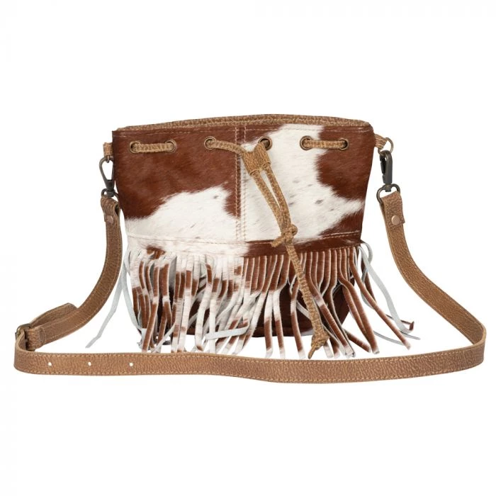 Myra Bag ACCESSORIES Brown & White Fringe Hairon Crossbody Purse 2 Myra Bag ACCESSORIES Brown & White Fringe Hairon Crossbody Purse