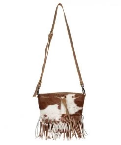 Myra Bag ACCESSORIES Brown & White Fringe Hairon Crossbody Purse 5 Myra Bag ACCESSORIES Brown & White Fringe Hairon Crossbody Purse