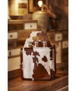 Myra Bag Leather & Hairon 6 Pack Beer Caddy In Brown GIFTS