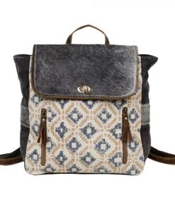 Myra Bag ACCESSORIES Double Zipper Hairon Flap Backpack