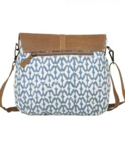 Myra Bag Blue Printed Rug & Leather Purse