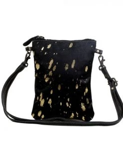 Myra Bag Black & Gold Hairon Crossbody Purse ACCESSORIES
