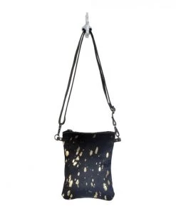 Myra Bag Black & Gold Hairon Crossbody Purse ACCESSORIES
