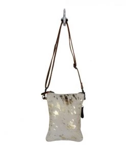 Myra Bag ACCESSORIES White & Gold Hairon Crossbody Purse