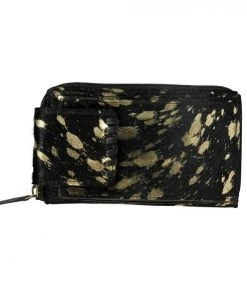 Myra Bag Black & Gold Hairon Wallet & Phone Holder BAGS + BACKPACKS