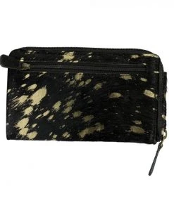 Myra Bag Black & Gold Hairon Wallet & Phone Holder BAGS + BACKPACKS