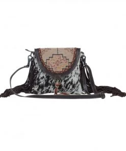 Myra Bag Printed Canvas & Hairon Side Fringe Shoulder Bag