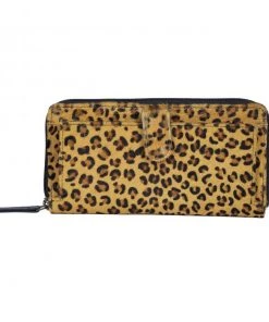 Myra Bag Full Hairon Front Snap Wallet In Leopard