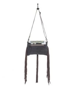 Myra Bag Front Flap Hairon Purse With Fringe