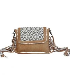 Myra Bag Tribal Flap Leather Purse With Fringe
