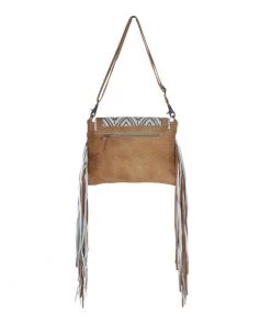 Myra Bag Tribal Flap Leather Purse With Fringe