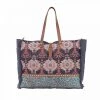Myra Bag Aztec Print Rug & Tooled Leather Weekender Bag ACCESSORIES