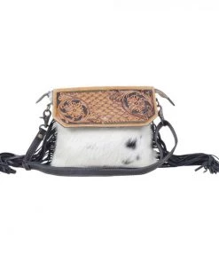 Myra Bag Tooled Leather Flap Hairon Fringe Purse