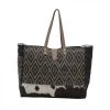 Myra Bag ACCESSORIES Diamond Printed Canvas & Hairon Weekender Bag