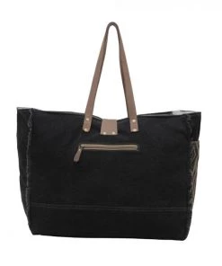 Myra Bag ACCESSORIES Diamond Printed Canvas & Hairon Weekender Bag