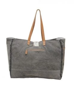 Myra Bag Frayed Edge Printed Canvas & Hairon Weekender Bag ACCESSORIES